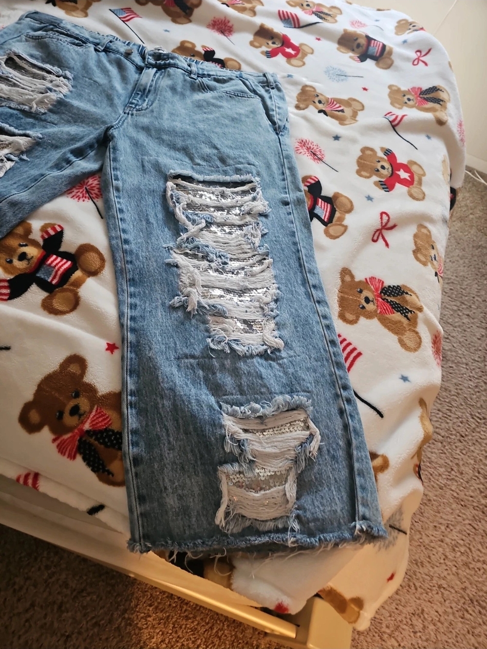 OLI & HALI SEQUIN DENIM ALTERED FOR 5'3 LADY